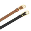 Cinturón de cuero genuino para mujer, simple y elegante, versátil para el estilo de commuting y de negocios, con hebilla de pasador, adecuado para combinar con jeans y faldas, cinturón de cuero delgado para mujer