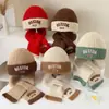 Gorro de punto para niños Invierno Sencillo Conjunto de bufanda tejida para niños Gorro de lana para niñas Resistente al viento Cálido Gorro para bebé
