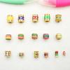 Ouro areia seis palavras provérbio contas barril contas cor esmalte ouro antigo gota de óleo contas espaçadoras pulseira acessórios diy acessórios acessórios contas