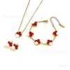 Conjunto de Pulseira, Colar e Brincos de Aço Titânio Popular Transfronteiriço 13mm Trevo de Cinco Folhas, Joias de Trevo de Quatro Folhas 18K Atacado