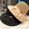 Sombrero de Pescador de Ala Ancha para Cubrir la Cara, Sombrero de Sol Negro de Goma con Protección Solar y Lazo, Sombrero Versátil de Verano Estilo Coreano para Mujer