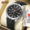 Marca OFNS Amazon Moda Caliente Tendencia Reloj de Calendario Simple para Hombre Deportivo Resistente al Agua Tres Ojos Seis Manecillas Reloj de Cuarzo para Hombre