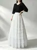 Falda de Pastel Falda de Malla para Mujer Primavera y Otoño Elegante Falda de Gasa por Capas Larga de Cintura Alta Falda Voluminosa Falda Larga Plisada