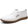 2025 Nuevos Zapatos de Primavera Delgados Transpirables para Hombre Zapatos de Cuero Británicos Zapatos Casuales Blancos Zapatos de Moda Versátiles Tenis Blancos