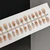30 Peças de Unhas Portáteis T133/S284 Estampa de Leopardo Kt Oval Médio Novo de Alto Padrão Brilhante Olho de Gato Design de Gatinho Fofo