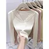 Suéter de punto calado para mujer, nuevo estilo otoño e invierno 2024, de alta gama, que favorece la figura, top básico adelgazante