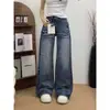 Jeans wide leg vintage americano plus size lavado e com efeito desgastado para mulheres com corpo tipo pera, cintura alta, corte solto, calças compridas para garotas curvilíneas
