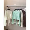 Liquidação, Sem Devoluções ou Trocas. Camisa de Manga Longa com Laço Frontal, Gola Redonda, Curta, Estilo Simples de Verão para Uso Diário com um Toque de Design 80587
