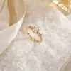 Anillo de Acero de Titanio Moda para Mujer Zirconia de Gama Alta Nicho Anillo para Dedo Índice de Lujo Ligero Diseño Anillo Abierto Venta al por Mayor