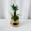 Estilo Luxo Leve Árvore Pequena Banhada a Ouro, Planta Verde Artificial, Decoração de Mesa para Casa, Escritório, Restaurante, Hotel, Pequeno Ornamento
