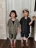 Camisa de Manga Curta Jeans Imitação Tencel de Verão Jiaye Infantil 2025 para Meninos e Meninas Conjunto de Duas Peças Estilo Chinês