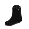 Botas Retro con Tacón Grueso Escarchadas para Mujer, Nuevo Estilo 2026 con Flecos y Remaches, Botas Vaqueras Occidentales, Botines Versátiles