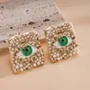 Brincos de Tarraxa Olho de Gota de Óleo com Rombos de Pérola Estilo Europeu e Americano, Brincos de Nicho de Alto Padrão, Acessórios de Orelha Únicos e Criativos para Mulheres