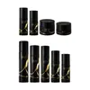 Set de botella dispensadora de loción y tarro para crema de vidrio con lámina de oro negro mate, botellas dispensadoras de productos para el cuidado de la piel, materiales de embalaje cosmético de lujo ligero al por mayor