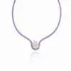 Collar de cuerda trenzada en colores macaron con engaste de múltiples puntas, con piedras cúbicas de zirconia ovaladas y cuadradas, un diseño simple y versátil para el uso diario, perfecto para mujeres jóvenes