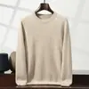 Suéter de cachemira grueso de doble hilo para hombre, cuello redondo, capa base de punto, color liso, tejido de punto, ropa interior, talla grande, suéter de lana, otoño e invierno