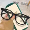Óculos Planos Estilo Coreano Sem Grau para Rostos Grandes, Armação Preta com Efeito Emagrecedor, Armação com Proteção Anti-Luz Azul, Modernos e Podem Ser Equipados com Lentes para Miopia