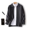 Cardigan de Lana con Solapa Suéter Grueso con Cremallera Chaqueta Casual de Negocios Chaqueta Exterior con Cremallera Suéter de Lana para Hombre