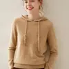 Sudadera con capucha de cachemir Baicai Rong Color liso Otoño Invierno Holgada Adelgazante Jersey con capucha Suéter Tejido Capa base Ropa de abrigo