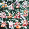 24 peças de enfeites de Natal de madeira feitos à mão, conjunto com ouriço fofo, panda, gato e ornamentos de alce