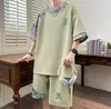 Conjunto Esportivo Masculino Verão Estilo Étnico Camiseta Manga Curta Shorts Senso de Design Novo Estilo Chinês Tamanho Grande Tendência Conjunto de Duas Peças