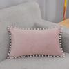 Capa de Almofada Lombar de Veludo com Renda de Pompons Brancos, Estilo Minimalista Nórdico, Luxo Leve, Almofada Lombar Têxtil para Casa Amazon