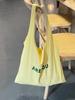 Bolsa de Lona Casual Estilo Coreano com Letras Feminina 2025 Nova Bolsa Tote de Ombro de Grande Capacidade Bolsa de Compras para o Trabalho Sob o Braço