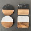 Posavasos redondo cuadrado de madera y mármol, posavasos de aislamiento térmico para café, posavasos de mármol multicolor multiforma para joyería