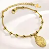 Pulsera de Bolas Doradas Vintage Transfronteriza de Amazon para Mujer, Diseño de Colgante Geométrico Simple de Lujo Ligero, Joyería de Moda y Versátil