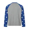 Camiseta de manga larga raglán con bloques de color y estampado de estrellas para hombre, estilo urbano con estampado de personaje de caballero, top casual de cuello redondo para primavera y otoño