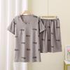 Pijama de Algodón Nube de Verano Talla Grande Traje de Manga Corta Holgado Adolescentes Mediana Edad Casual Delgado Ropa para el Hogar