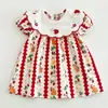 Vestido de Verano para Bebé Niña con Estampado de Dibujos Animados Bordado y Cuello para Niños Pequeños y Medianos de Manga Corta Lindo Casual