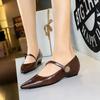 3683-5K92 Zapatos de Moda Retro Elegantes para Mujer de Boca Baja con Tacón de Cuña Puntiagudo y Decoración Redonda de Metal
