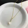 Colar Pingente de Pérola de Água Doce Única Amazon Cadeia de Clavícula Versátil de Temperamento Simples Joias de Luxo Leve e de Alta Qualidade para Mulheres