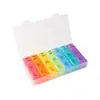 El más vendido de Amazon mismo estilo 7 días a la semana 21 compartimentos caja de pastillas de 7 días portátil colorida almacenamiento de pastillas caja de pastillas de plástico