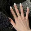 Nuevo Anillo Minimalista de Lujo con Circonita Microincrustada para Mujer, Anillo Abierto Delgado con Banda Cruzada de Ola, Anillo Minimalista de Gama Alta Apilable para Mujer
