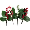 1cm Fresa de simulación DIY sombrero accesorios para el cabello corona fruta roja Decoración de Navidad rama de fruta roja enrollada a mano Accesorios de Navidad