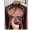 Top casual elegante de otoño e invierno de ajuste slim, capa interior térmica de moda con cuello medio alto, transfronterizo del sudeste asiático