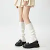 Polainas de punto para mujer, estilo otoño e invierno, calcetines holgados, calcetines largos cálidos, diseño dividido con botones, color gris, blanco, café
