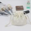 Bolsa de Cosméticos Portátil Cosméticos Lápiz Labial Mini Bolsa de Algodón Fábrica Color Puro Lienzo en Blanco Bolsa con Cordón