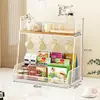 Estante de almacenamiento de escritorio, estante de bocadillos de niveles para mesa de comedor, caja de almacenamiento para encimera de hogar en la sala de estar, organizador de escritorio para vasos de agua