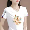 Liquidación Basura Comercio Exterior Cola Única Camiseta de Manga Corta para Mujer Holgada Talla Grande Cuello en V Manga Media Camisa Moderna Elegante