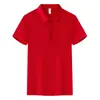 Camisa polo de cor sólida, manga curta, produto principal, versátil, confortável, estilosa, unissex, com logo estampado e bordado workwear