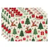 Manteles individuales navideños más vendidos transfronterizos, nueva serie de muñeco de nieve y renos, tapetes resistentes al calor, lino Amazon