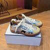 Tênis Estrela Desgastado para Mulheres, Novo Estilo de Outono, Sapatos Sujos Versáteis de Solado Plano, Tênis Esportivo Casual Branco com Cadarço de Solado Grosso para Mulheres