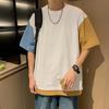 Camiseta de Manga Corta para Hombre de Tendencia Verano 2024, Delgada, Transpirable, con Empalme Heterocromático a Rayas Escocesas, Top Holgado para Hombre