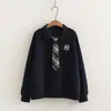 Sudadera con escudo bordado estilo universitario juvenil de dibujos animados, estilo japonés, para mujer, nueva colección otoño 2026