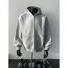 Sudadera de color liso con doble cremallera, corte ajustado, para primavera y otoño, para hombre y mujer, cárdigan chaqueta oversized de estilo americano moderno, top holgado
