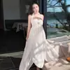 Vestido Longo Estilo Fada de Férias para Socialites 2026 Gola Halter Sem Costas Decotado Irregular Chiffon Vestido Sexy com Toque de Luxo