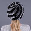 Suministro Sombrero de Invierno para Mujer de Piel de Conejo Rex Sombrero Trenzado de Piel de Conejo Sombrero Piña Espiral de Piel de Conejo Sombrero Cálido Engrosado